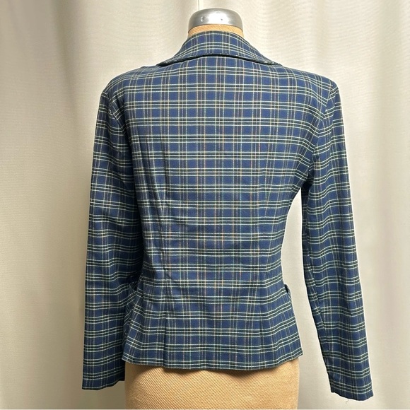Next Page Plaid Jacket Blazer with Pockets Blue Medium 90s Brit Preppy School - Picture 4 of 12